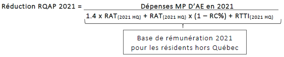 La formule pour la réduction RQAP