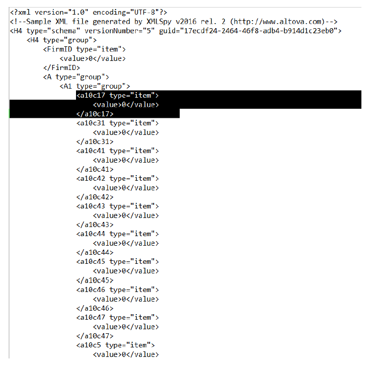 Capture d'écran montrant le code xml qui peut être retiré en cas de suppression des adresses de points de données